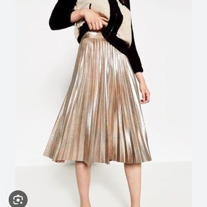 Zara pleated metallic midi skirt